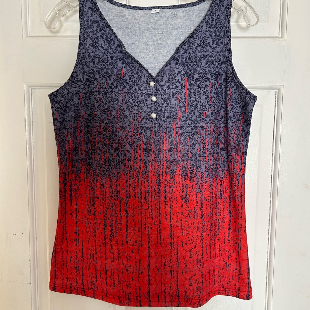 Red and Black Sleeveless Top